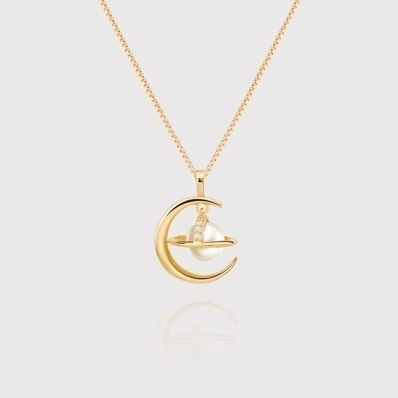 18K Gold Vermeil Earth 🌍 & Moon 🌙 Necklace